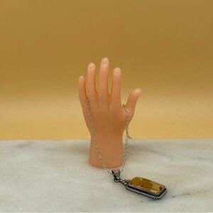 Vintage silver dried flower pendant necklace Mexico 925 - 00G04L